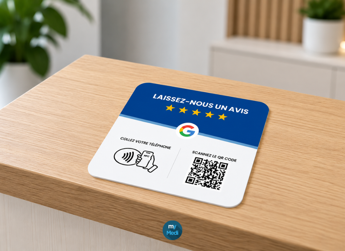 Plaque Avis Google pour professionnels de santé : la solution pour collecter plus d'avis en cabinet