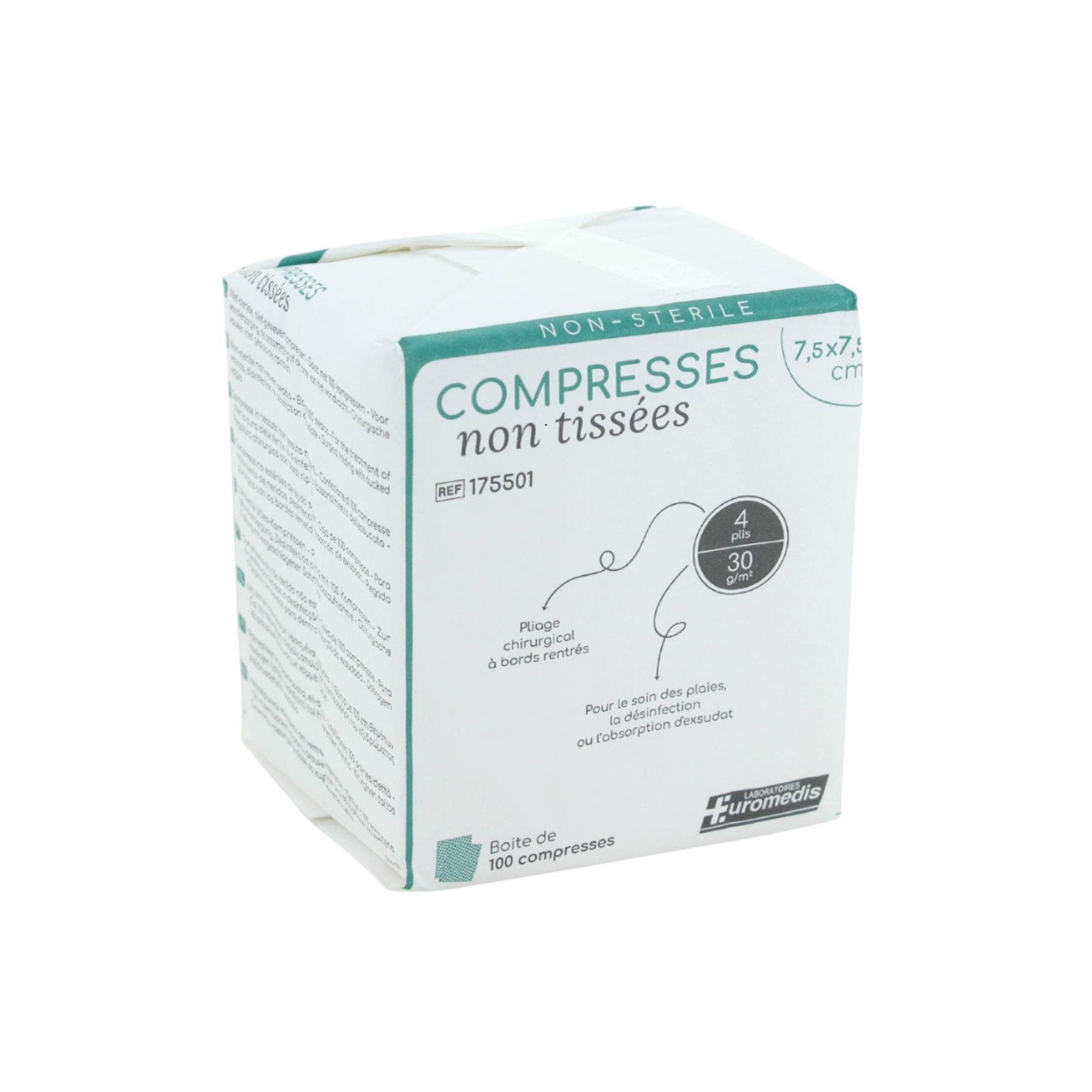 Non-woven non-sterile compress - 30g/m2 - Euromédis