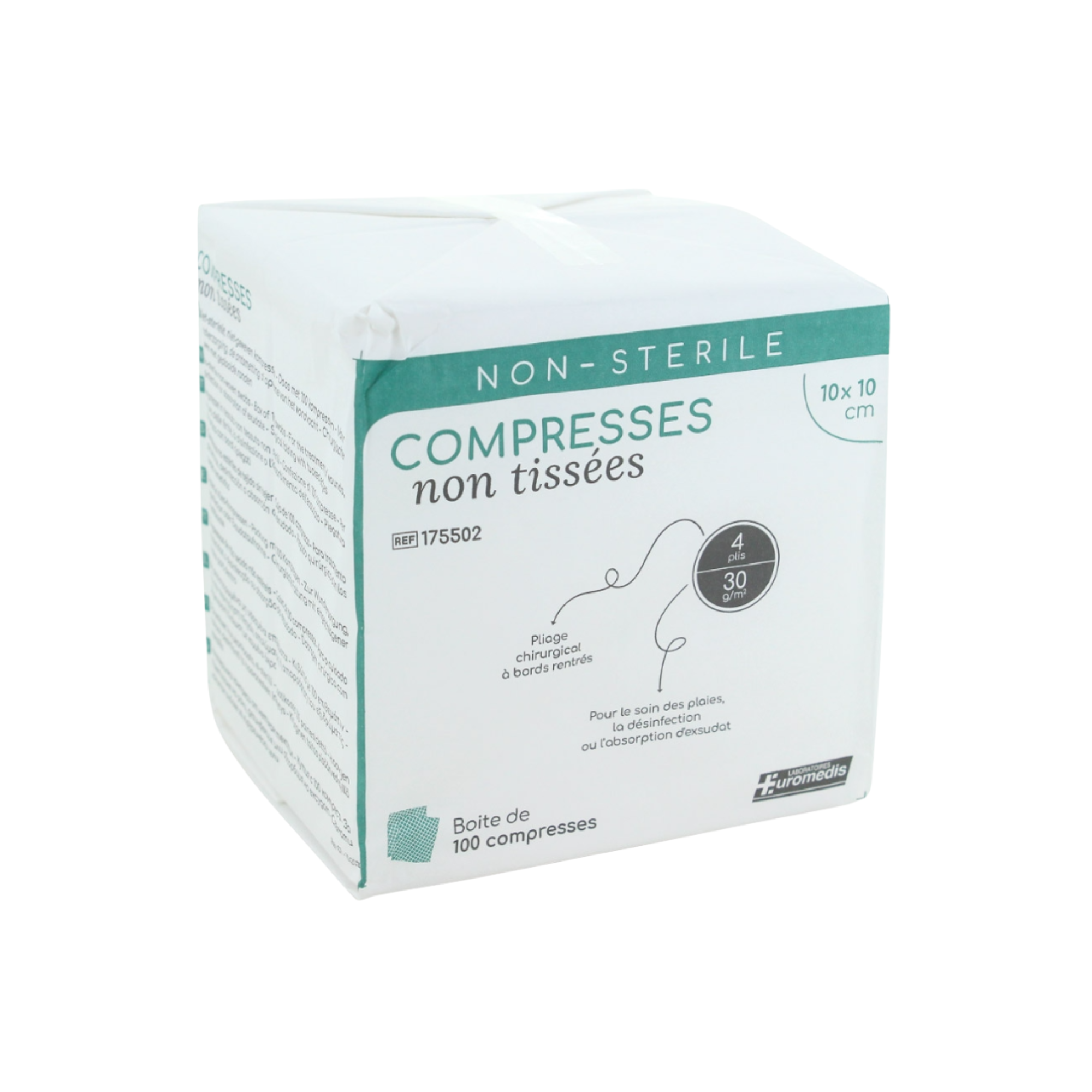 Non-woven non-sterile compress - 30g/m2 - Euromédis