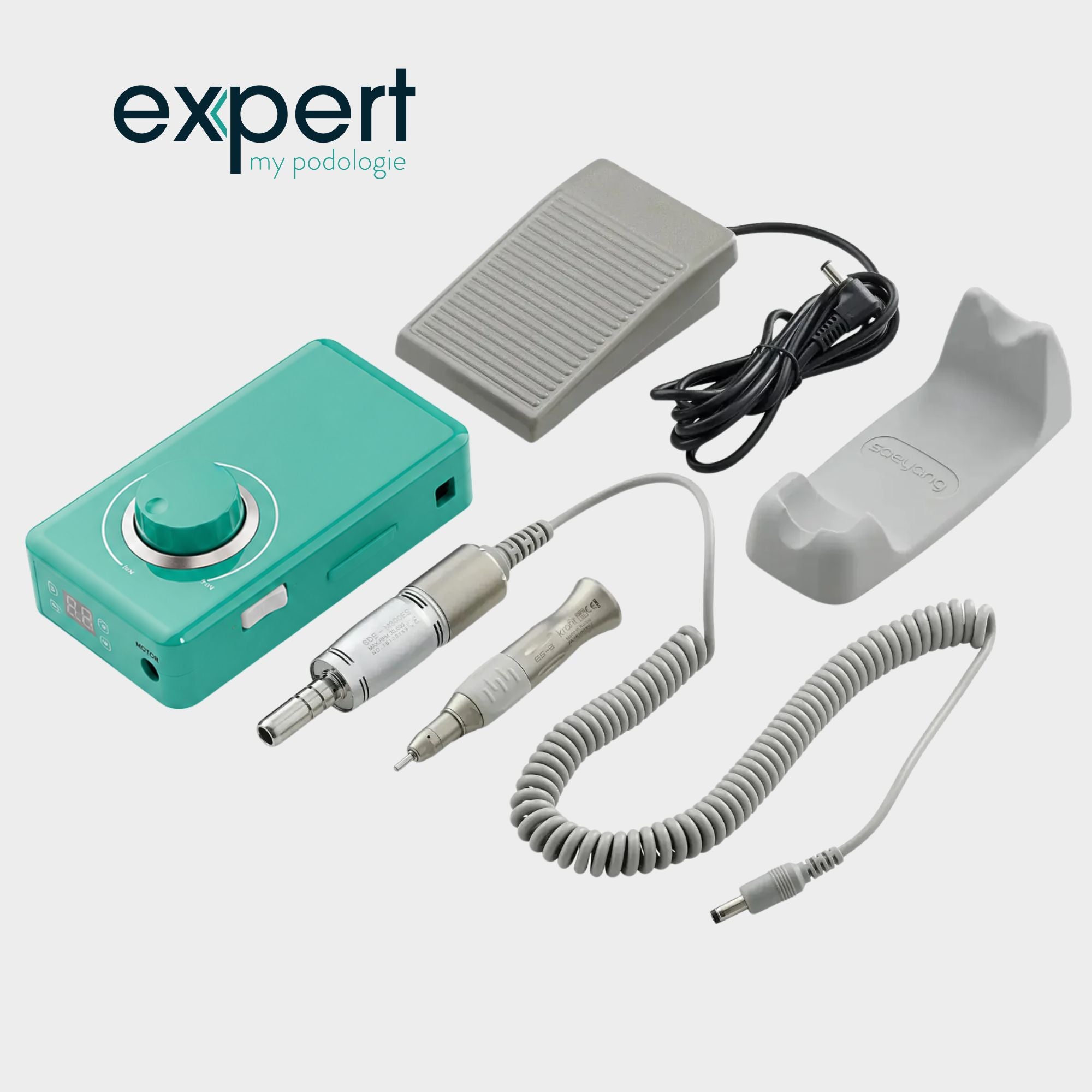 Micromoteur portable PODO38S - Vert Menthe - 30 000 tr/min - Avec pièce à main démontable - My Médical