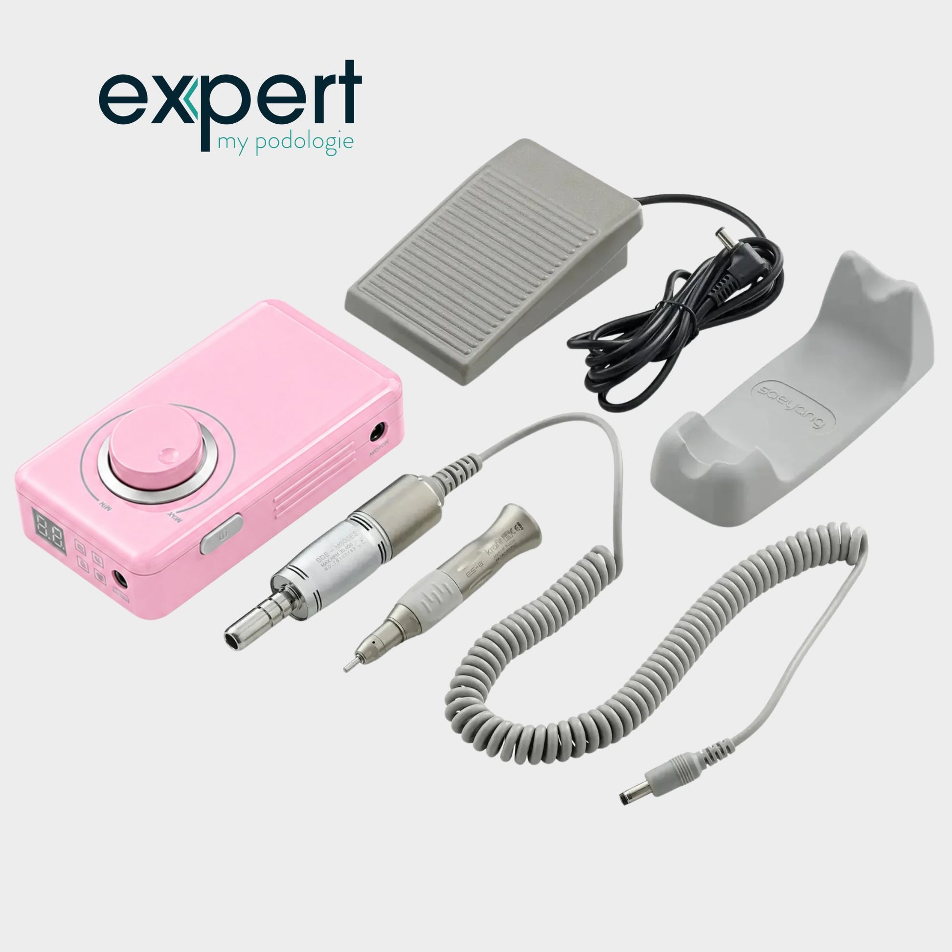 Micromoteur portable PODO38S - Rose - 30 000 tr/min - Avec pièce à main démontable - My Médical