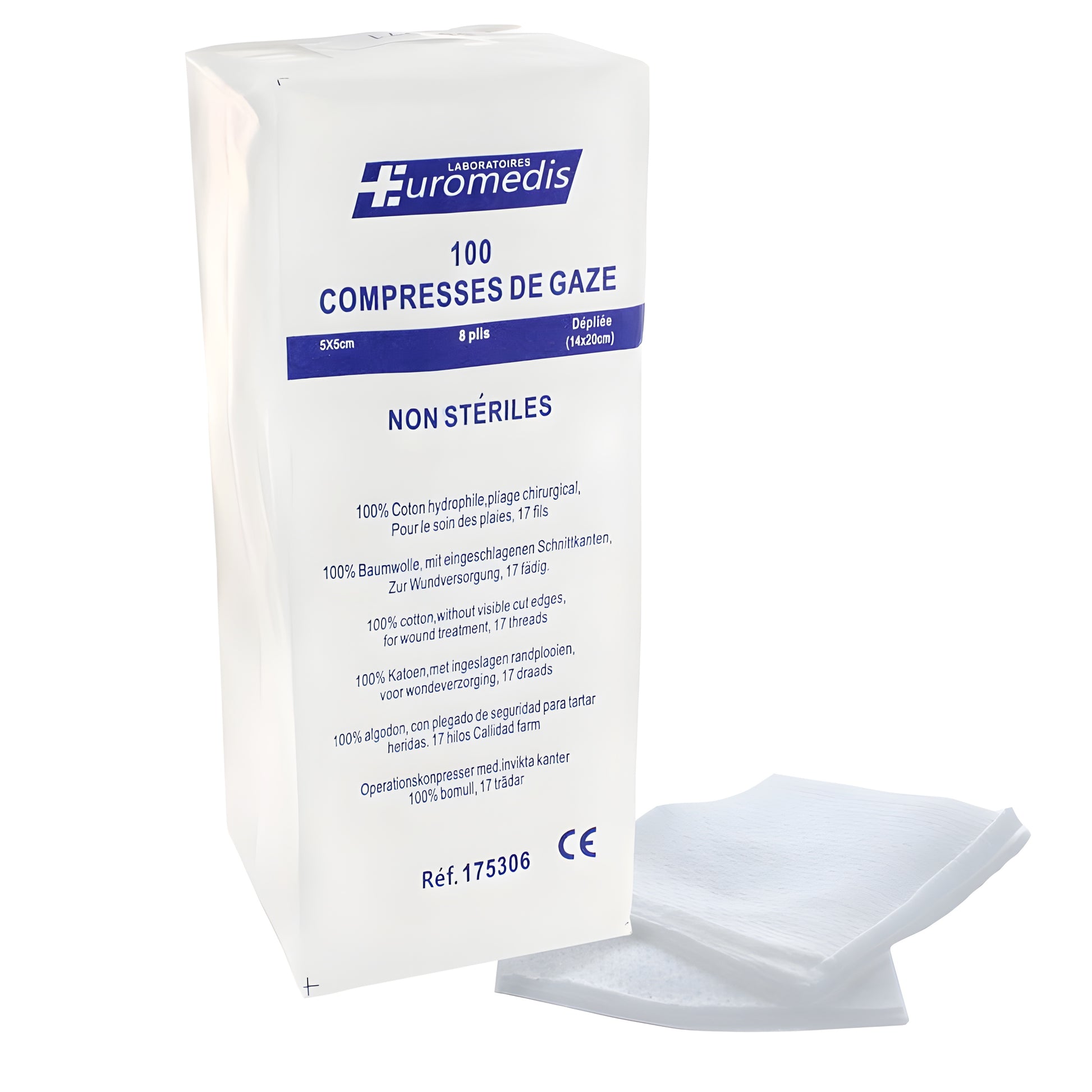 Compresse de gaze Non stérile - Euromédis - 17 Fils
