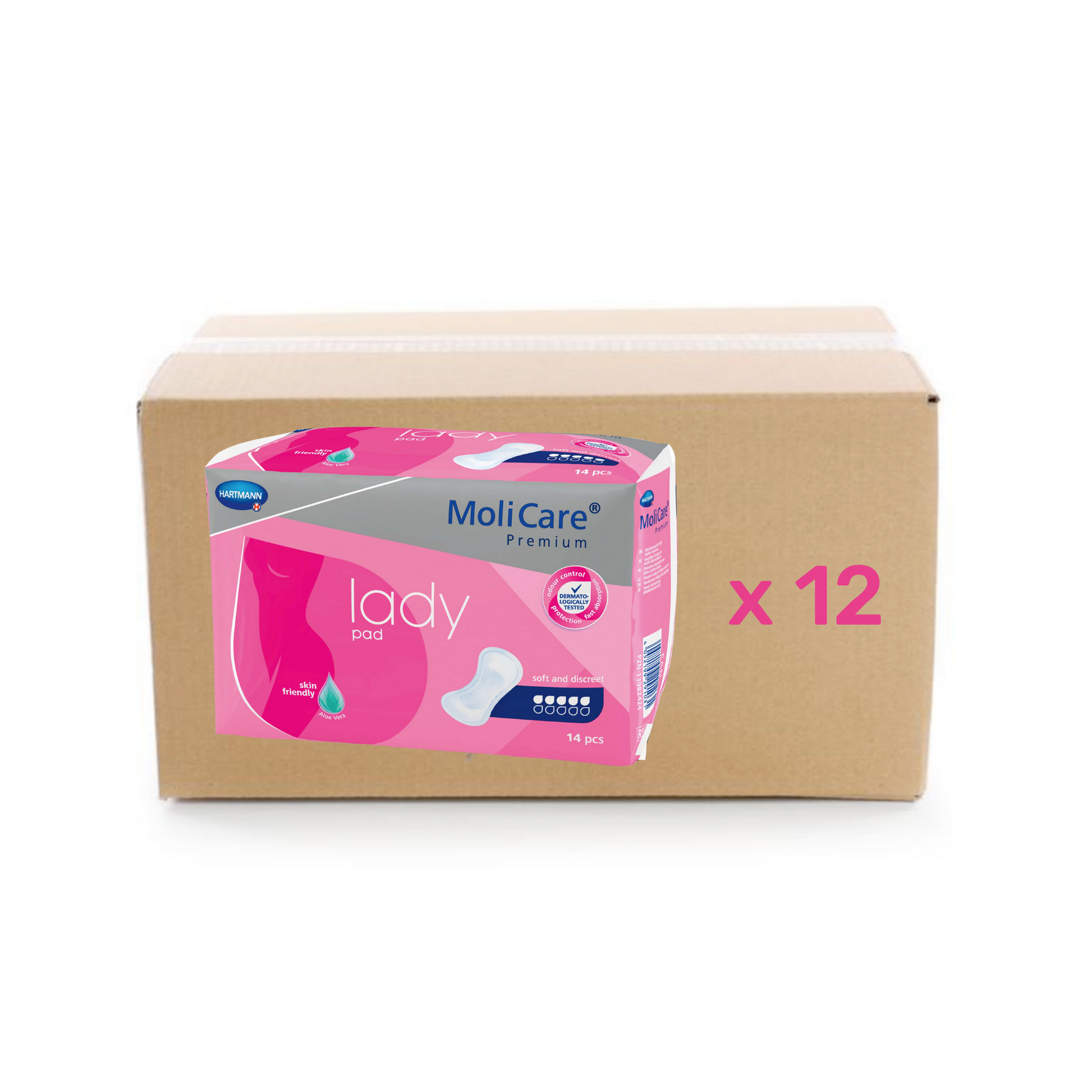Protection anatomique Premium Lady Pad Molicare - 5 gouttes - carton 12x14U - Hartmann
