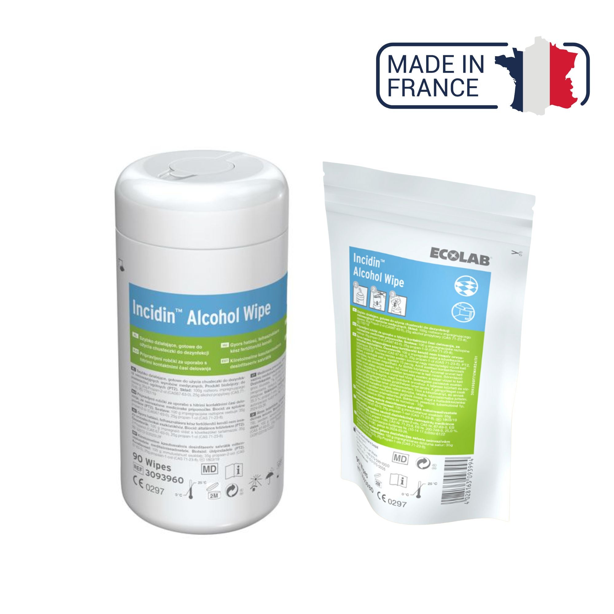90 Lingettes Désinfectantes Incidin Alcohol Wipes - Boîte ou recharge - Ecolab by Anios - My Médical
