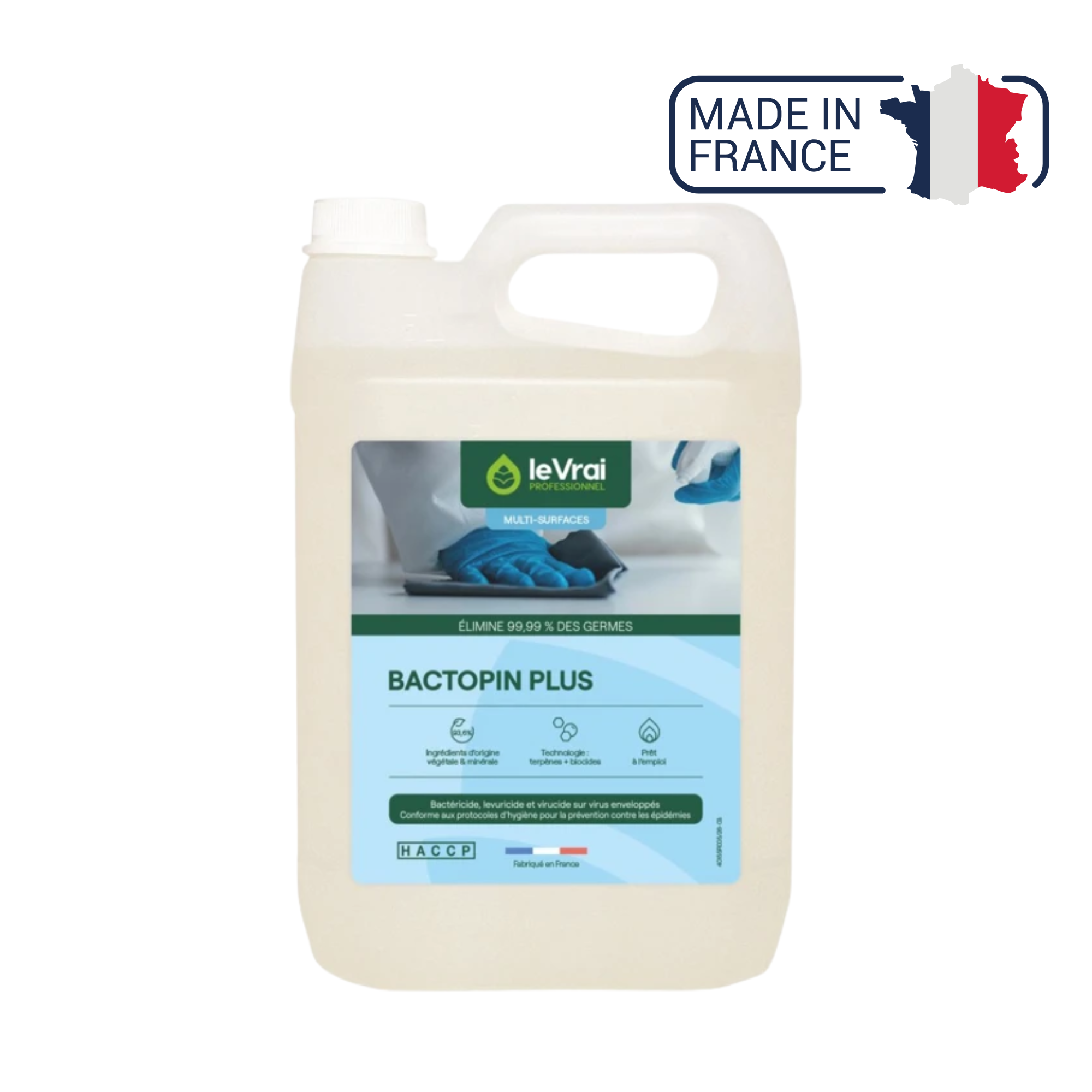Bactopin Plus - Détergent désinfectant - 2 contenances - Le Vrai Professionnel