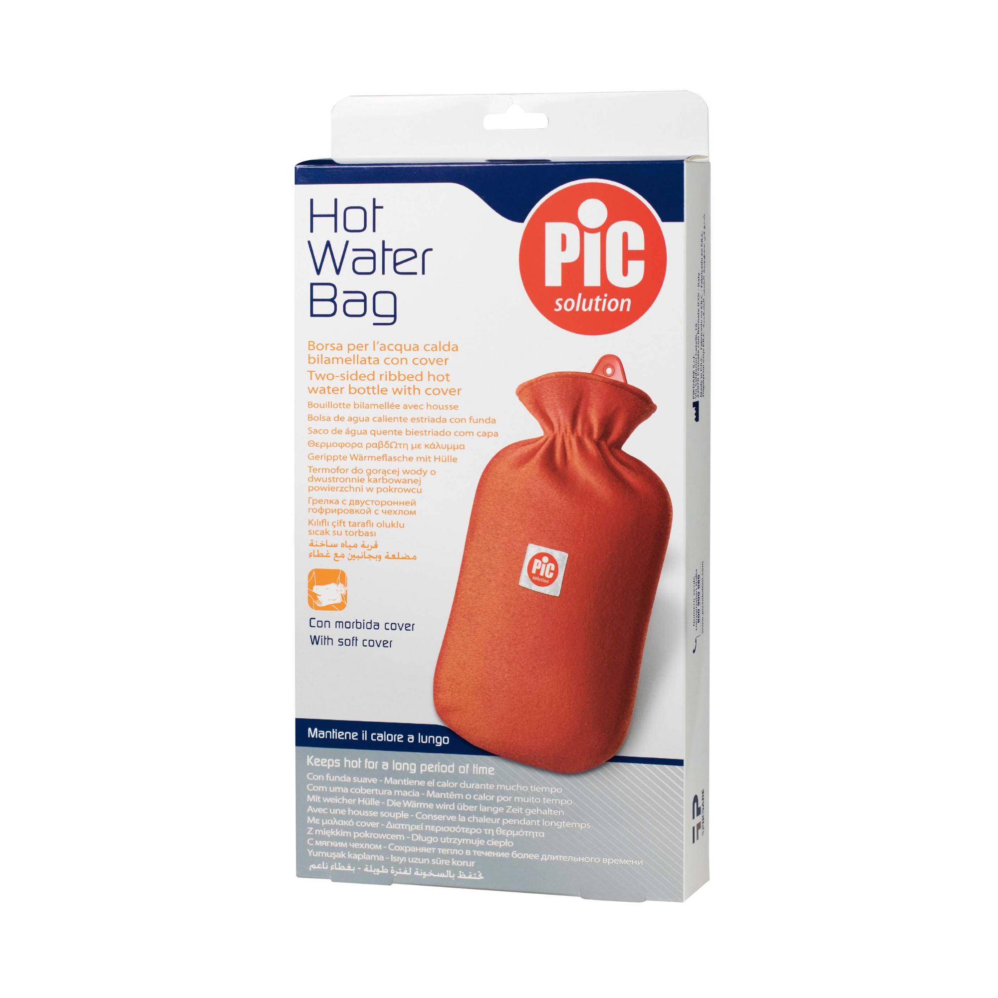 Rubber Hot Water Bottle + Fleece Cover - 2 L - Pic Solution