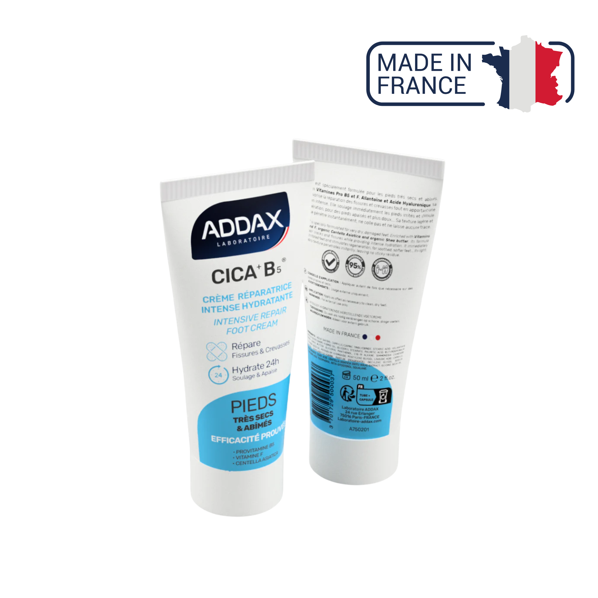 CICA + B5® - Intensely moisturizing repairing foot cream - 50 ml - Addax Laboratory 