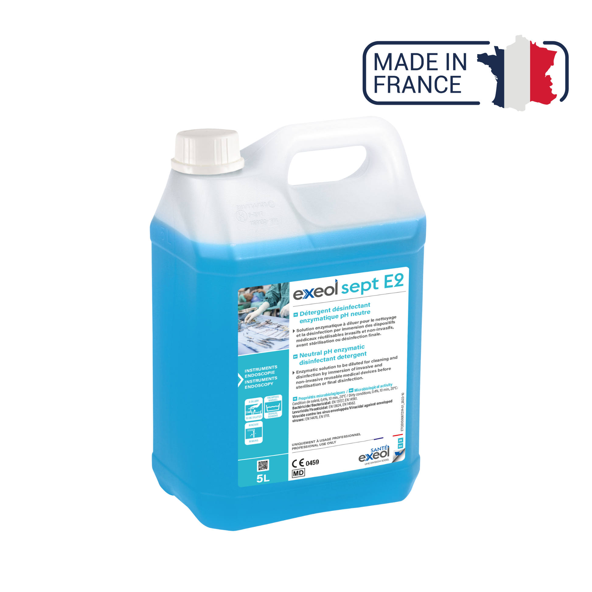Exeol Sept E2 - Détergent désinfectant enzymatique pH neutre - Sodel - My Médical
