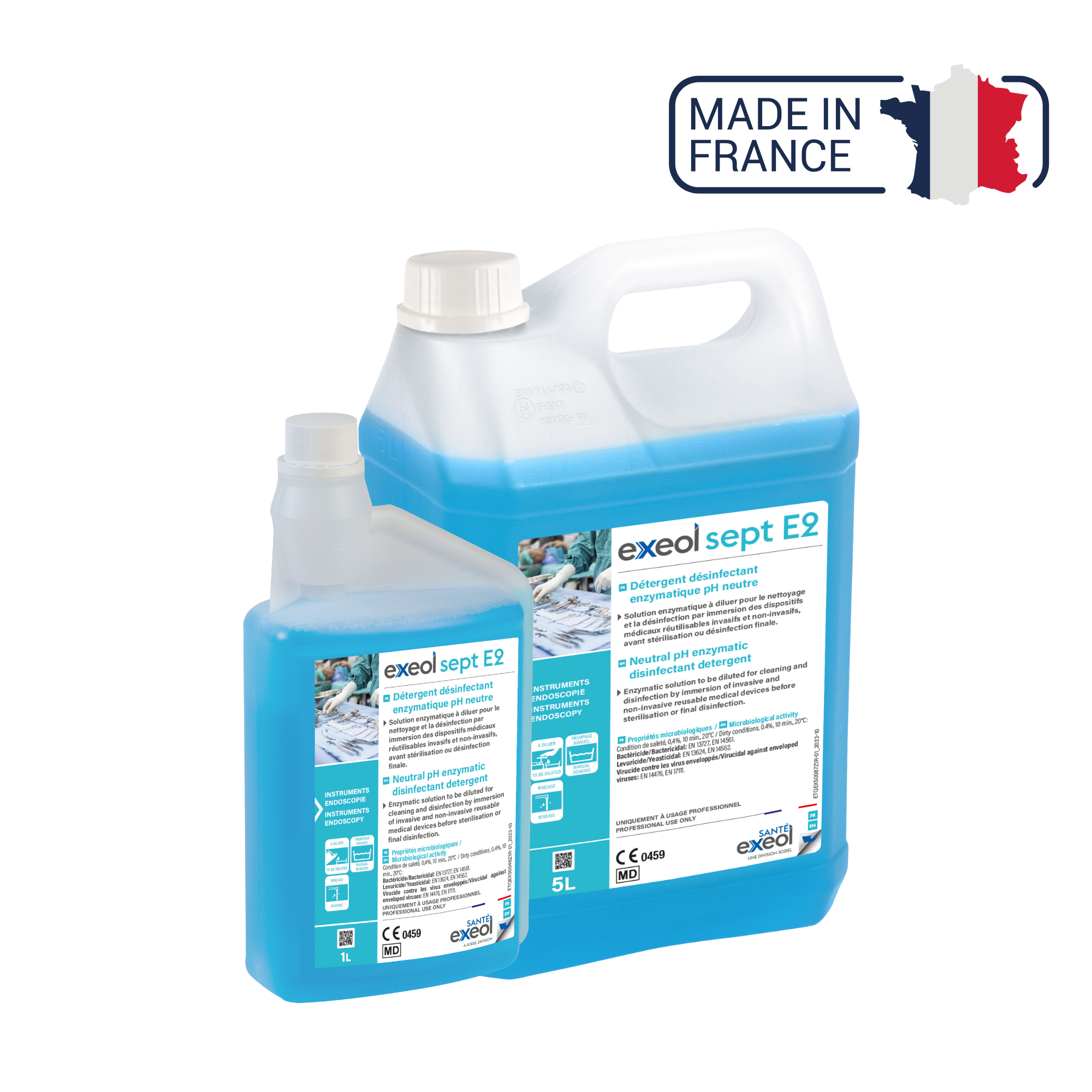 Exeol Sept E2 - Détergent désinfectant enzymatique pH neutre - Sodel