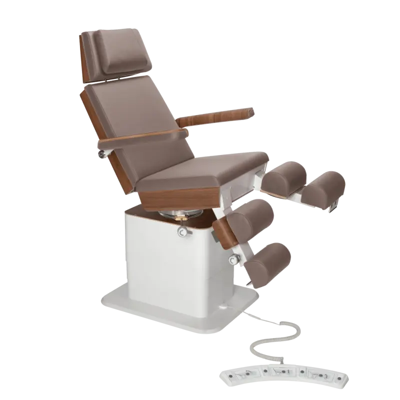 Fauteuil de pédicurie - MOON - Relevage électrique - Filaire - Ruck My Podologie  Muscade-3-moteurs-Noyer