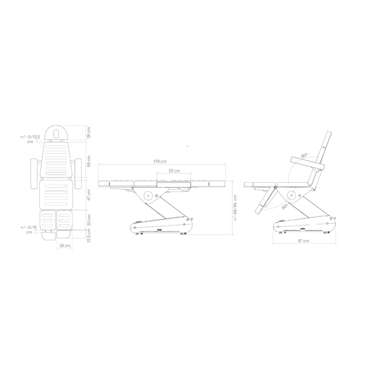 Fauteuil de pédicurie Électrique - 3 moteurs - 2 coloris - Swop P3 Pro - Naggura Naggura