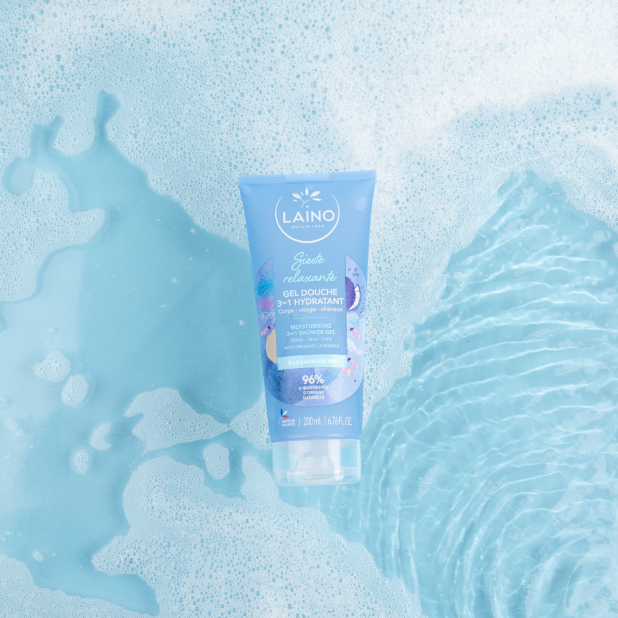 Gel Douche Hydratant - Lavande Bio - 3 en 1 - 200ml - Laino