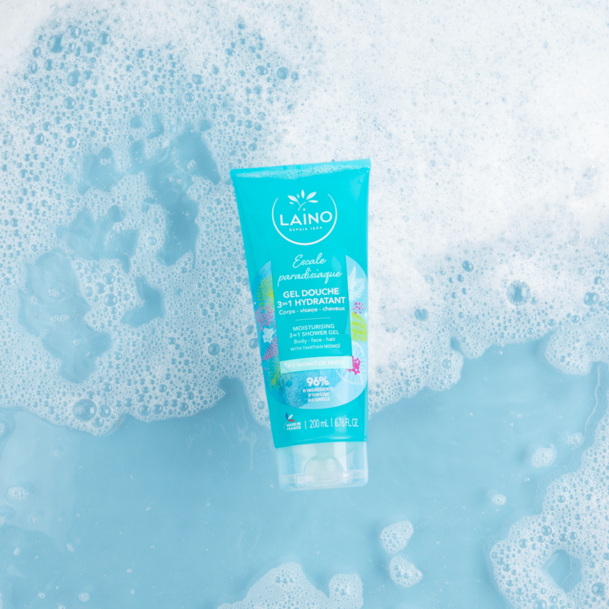 Gel Douche Hydratant - Monoï Bio - 3 en 1 - 200ml - Laino