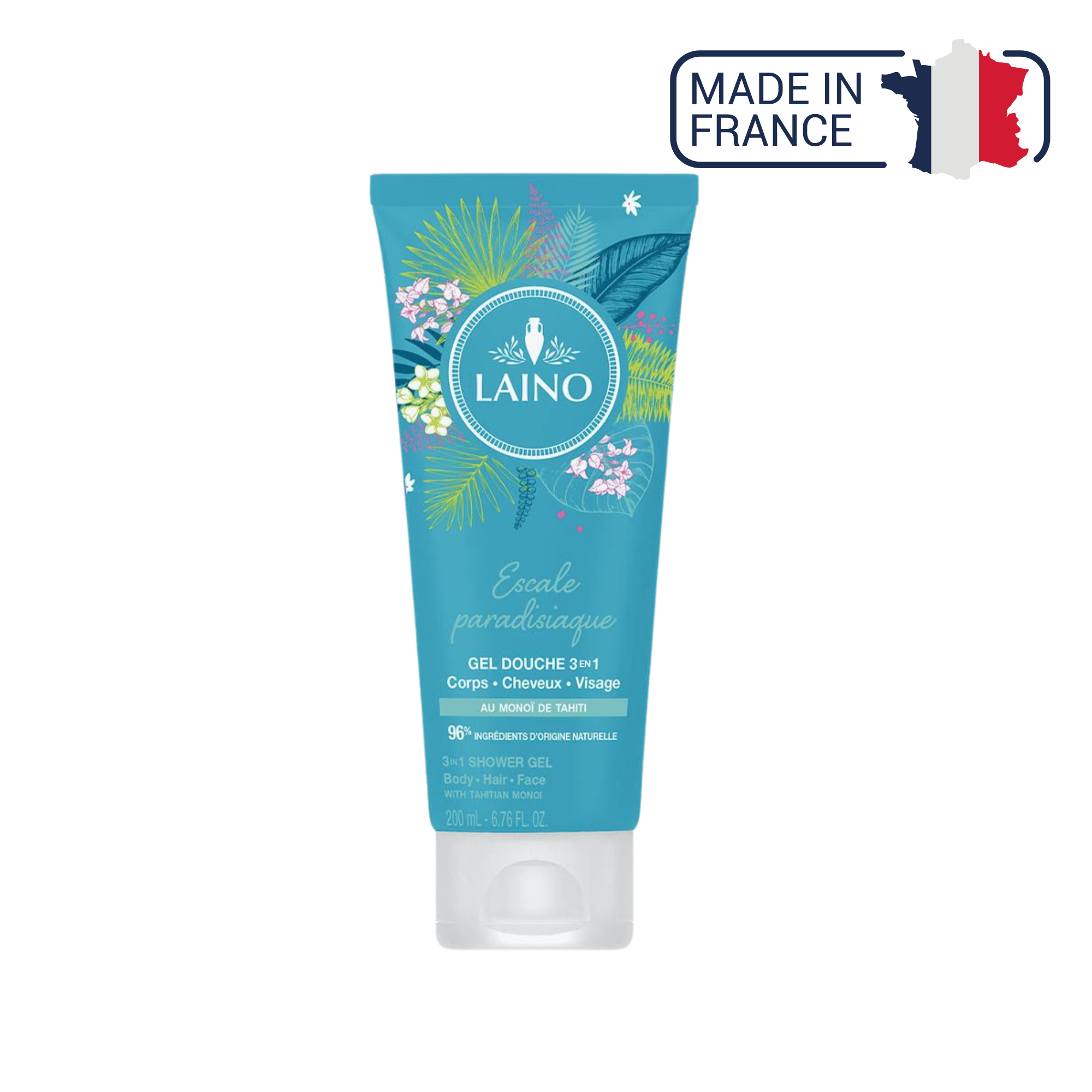 Gel Douche Hydratant - Monoï Bio - 3 en 1 - 200ml - Laino