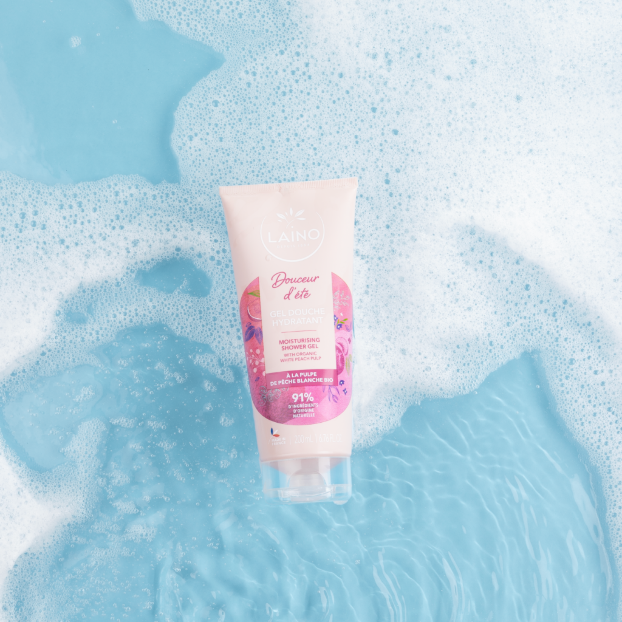 Gel Douche Hydratant - Pulpe Pêche Blanche Bio - 200ml - Laino