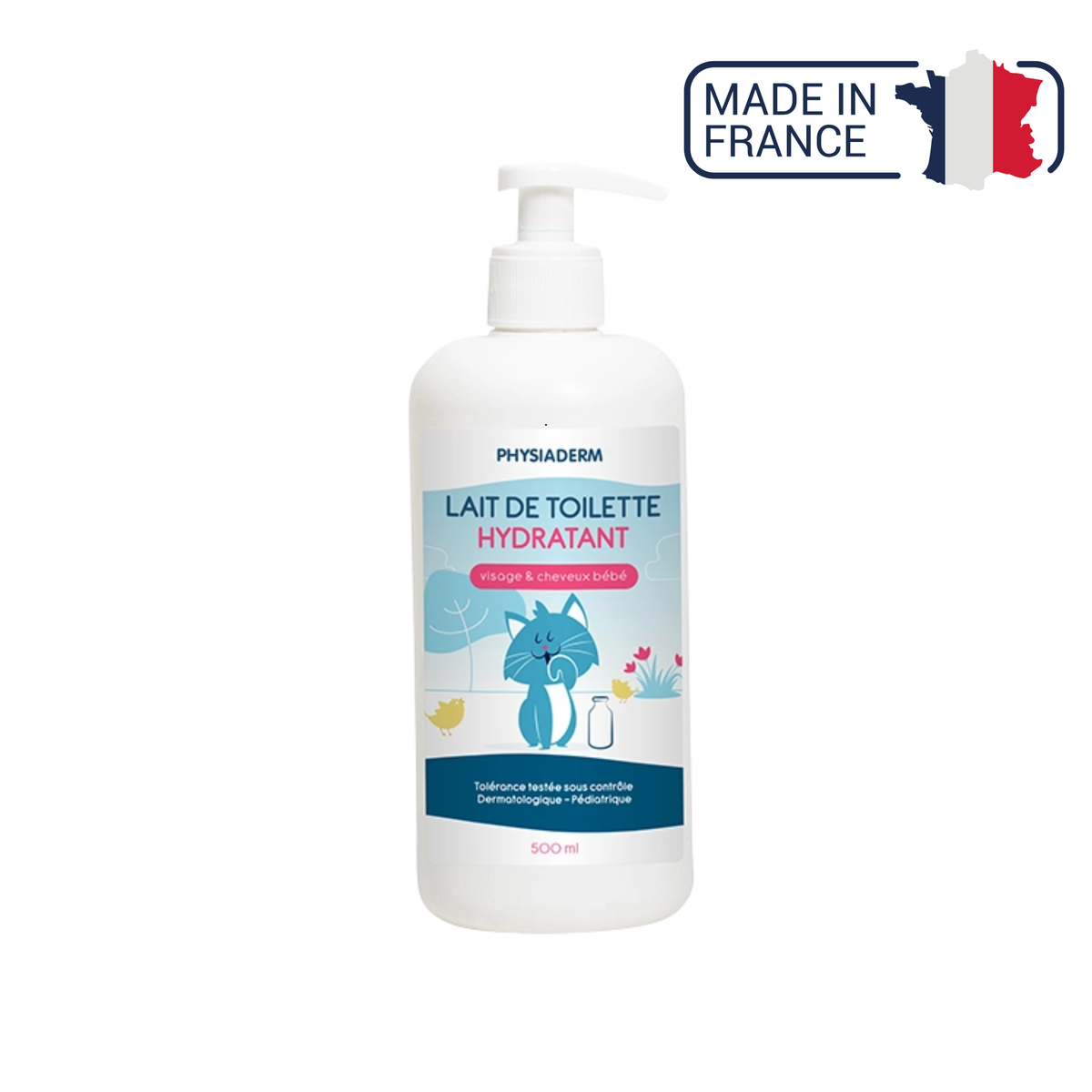 Lait de toilette hydratant bébé - 500ml pompe - Physiaderm