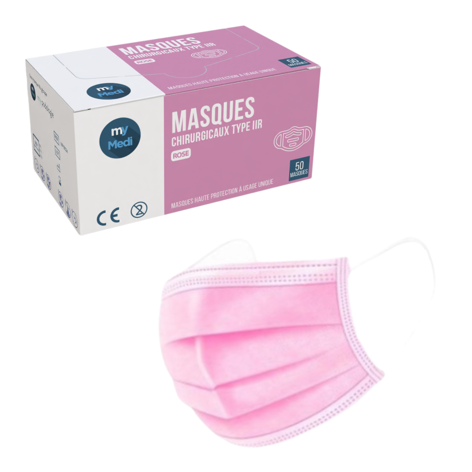 50 2-ply surgical masks - Several colors available