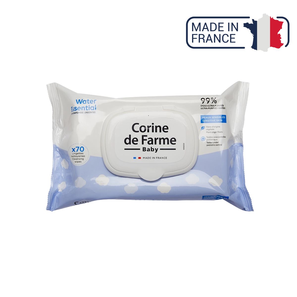 Pack 70 lingettes bébé Water Essentiel - Corine de Farme