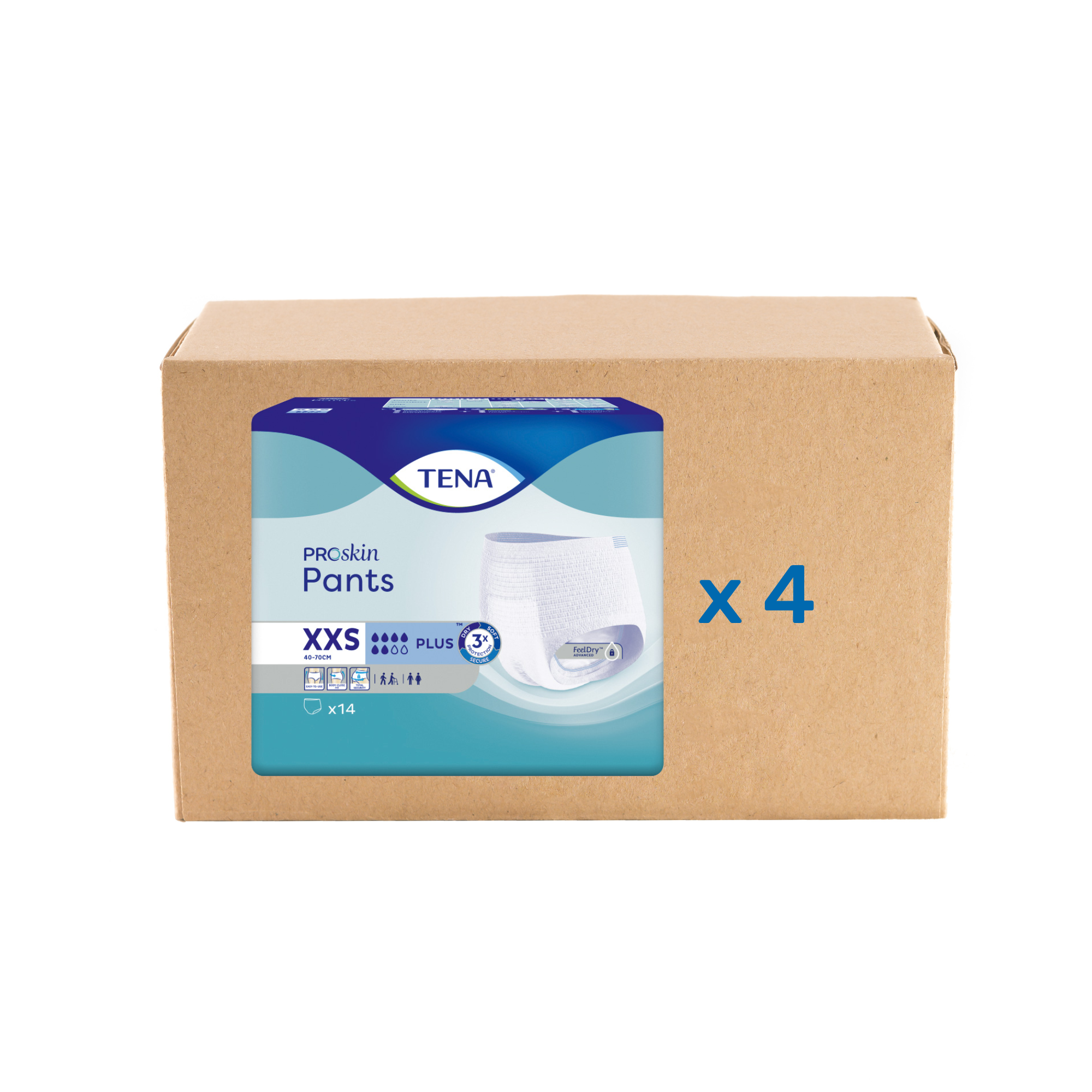 Pack 4x14/12U Tena Pants Proskin - Plus - 6 gouttes - 6 tailles - Tena