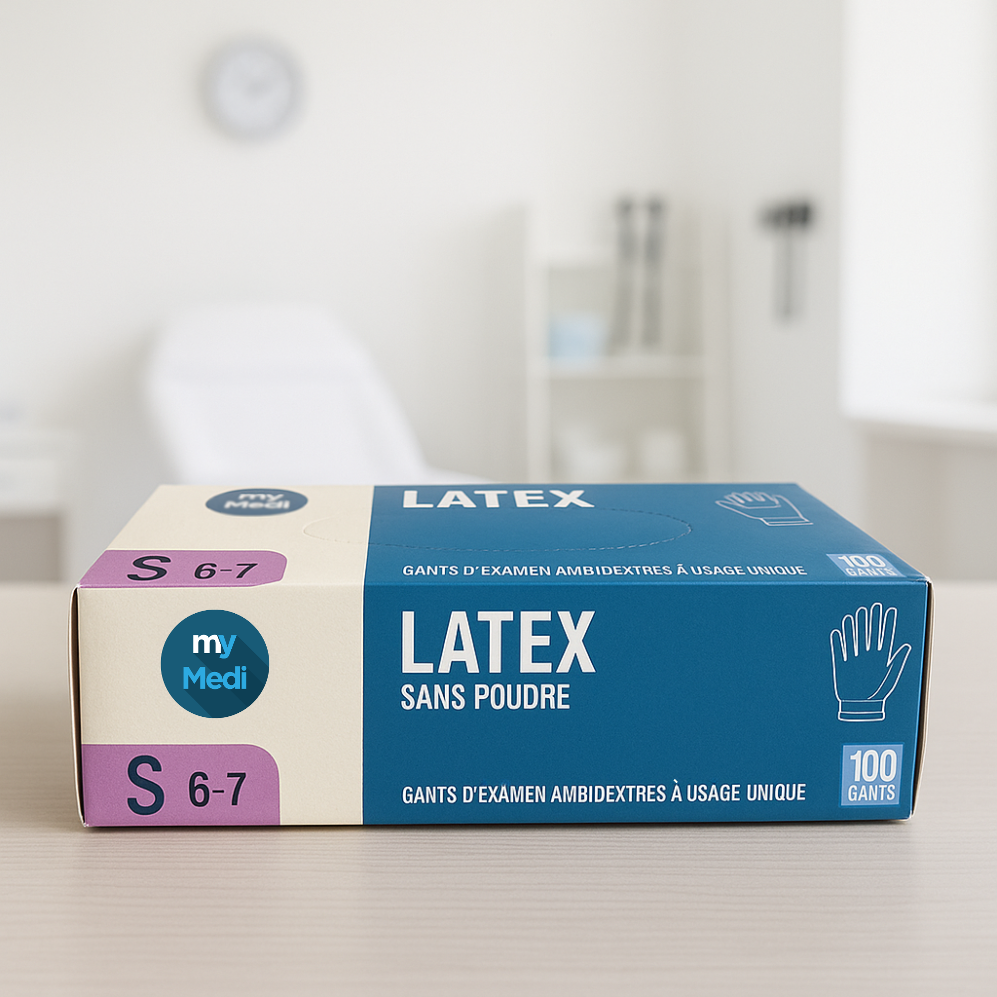 Gants d'examen - Latex - Sans poudre - Ambidextres - Boite de 100 - My Médical
