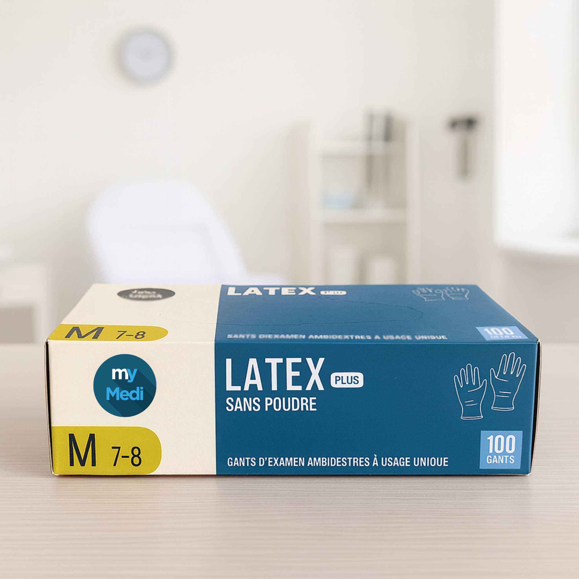 Gants d'examen - Latex - Sans poudre - Ambidextres - Boite de 100 - My Médical