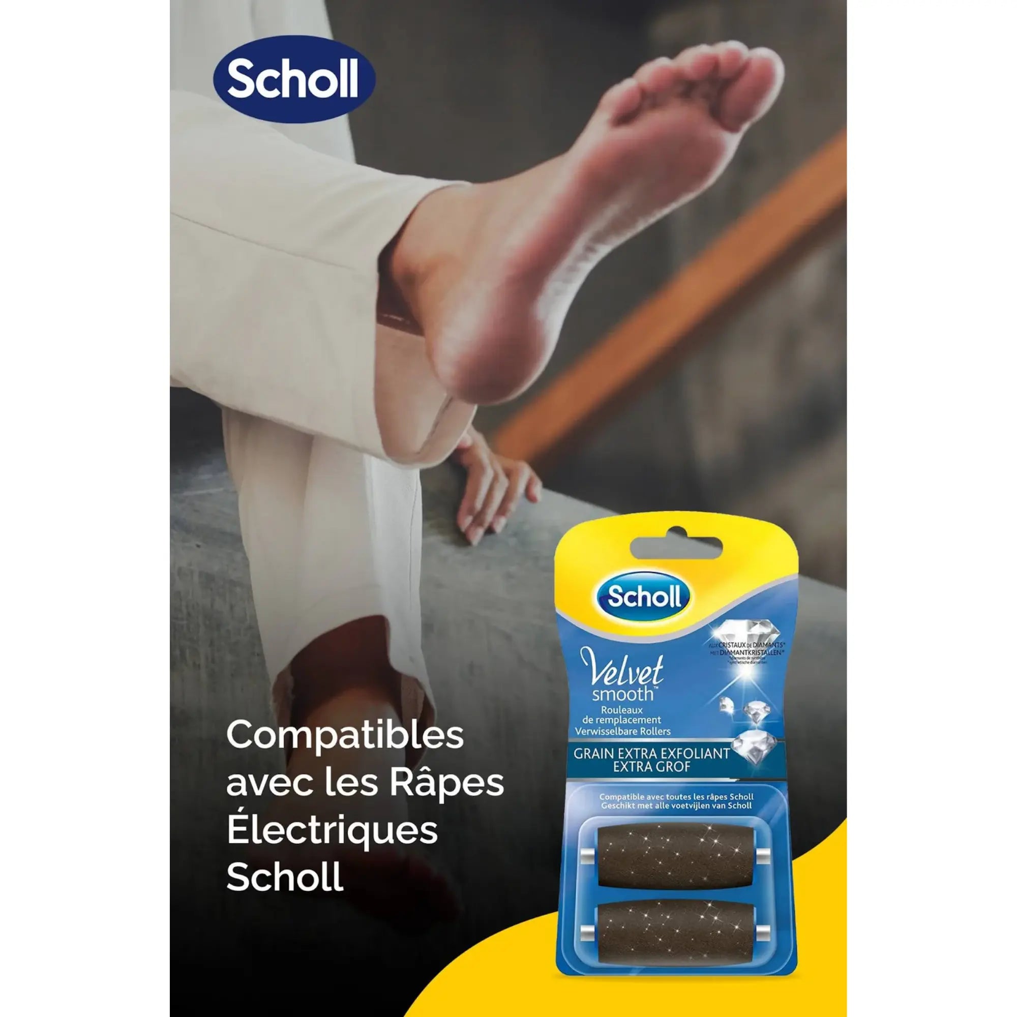 Recharge Rouleau Grain Extra-Exfoliant - Râpe de Pédicurie Électrique - Velvet Smooth - Scholl