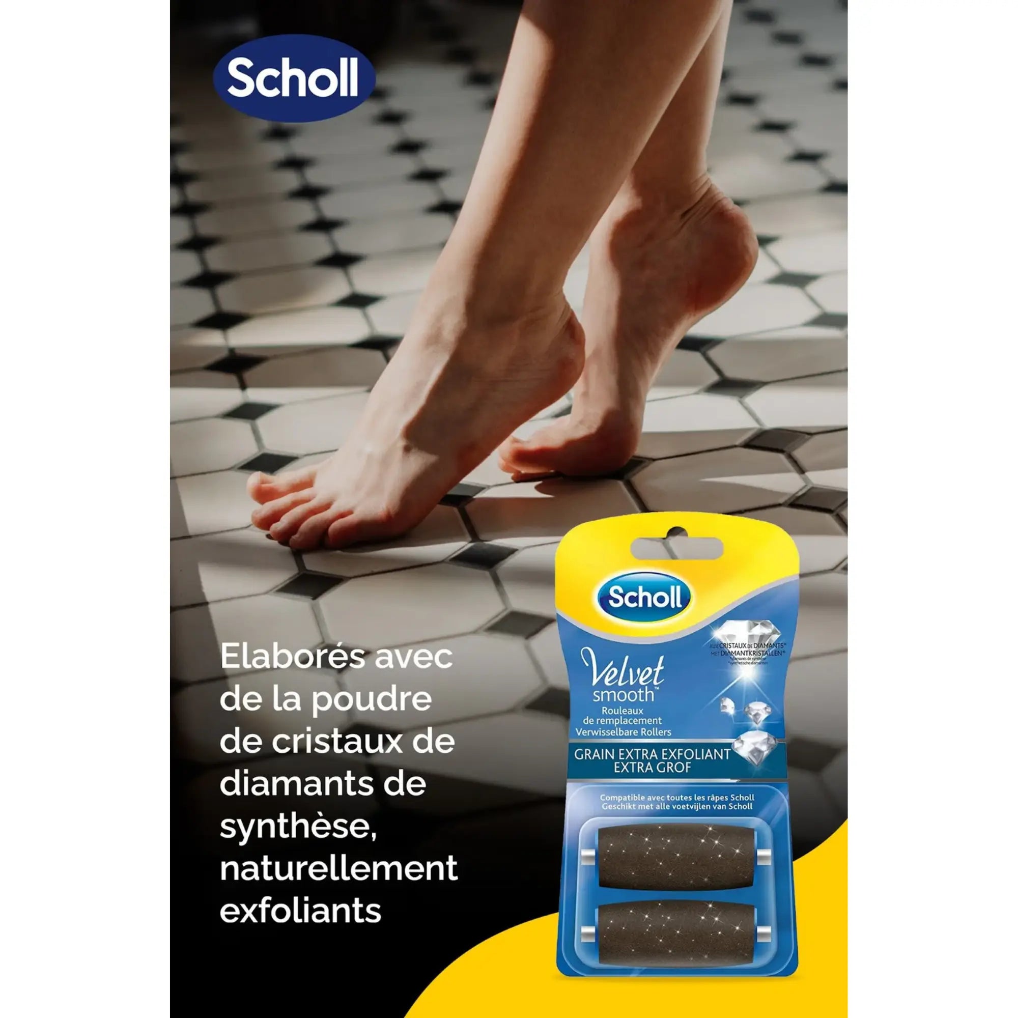 Recharge Rouleau Grain Extra-Exfoliant - Râpe de Pédicurie Électrique - Velvet Smooth - Scholl