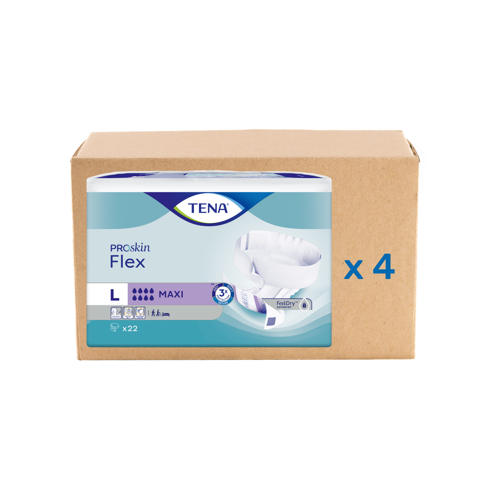 Pack 3x21/22U Change Tena Flex Proskin - Maxi 8 gouttes - 4 tailles - Tena