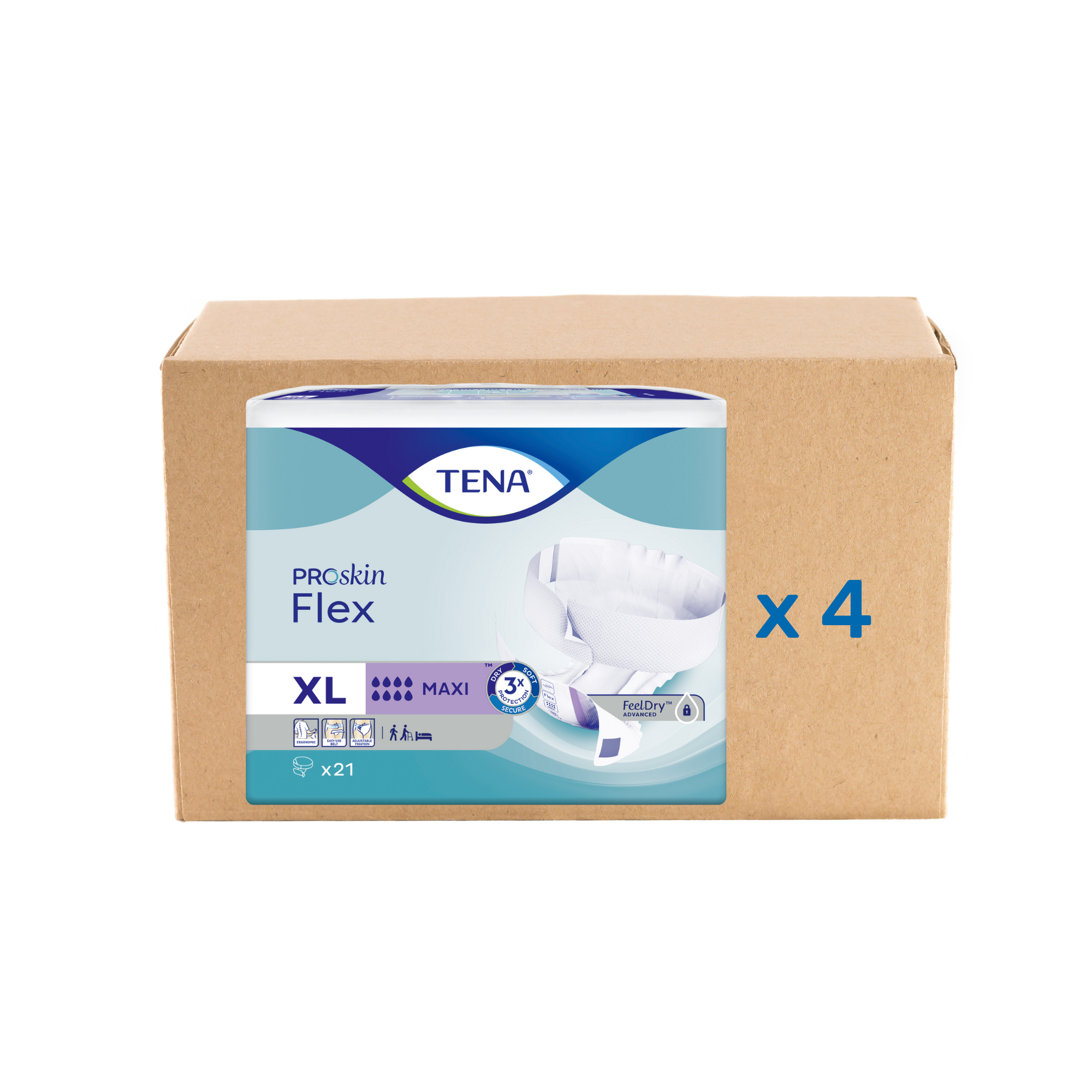 Pack 3x21/22U Change Tena Flex Proskin - Maxi 8 gouttes - 4 tailles - Tena