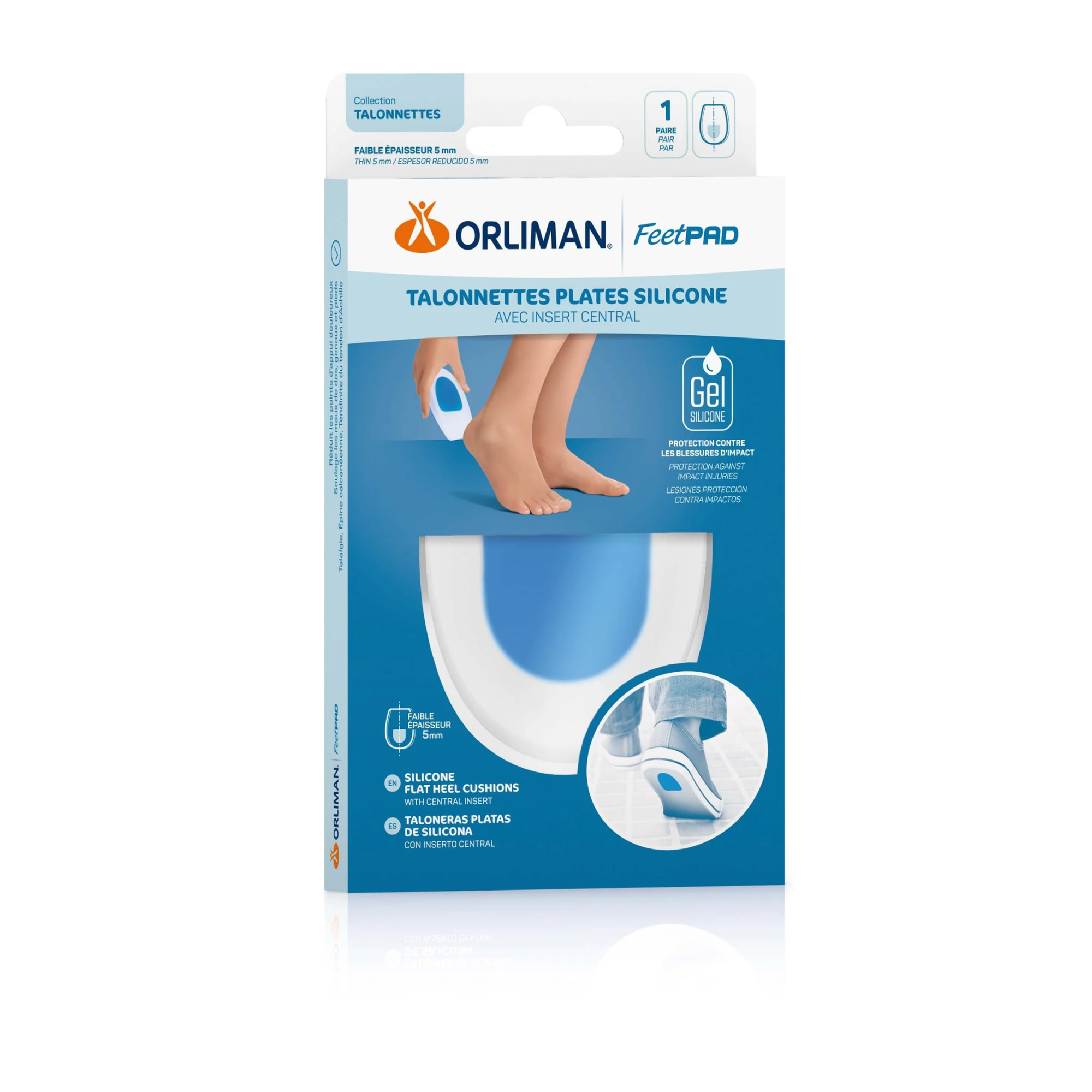 Silicone Flat Heel Insert Central FEETPAD - 4 Sizes - Orliman